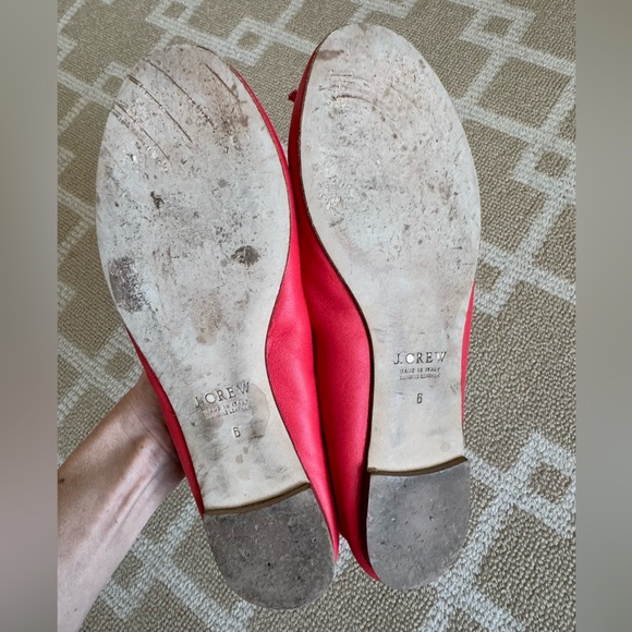 J. Crew Italian Leather Classic Ballet Flats Bow Detail Christmas Preppy Red 6 - Picture 8 of 9